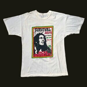 80s Vintage Bob Marley Survival T-shirt Sun Club Reggae Jamaica Single Stitch.